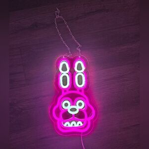 Five Nights At Freddys Neon Sign Pink White Chain Hanger